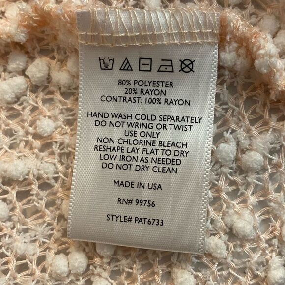 Painted Threads‎ pink and white open knit dolman sleeves open front cardigan - Picture 4 of 7